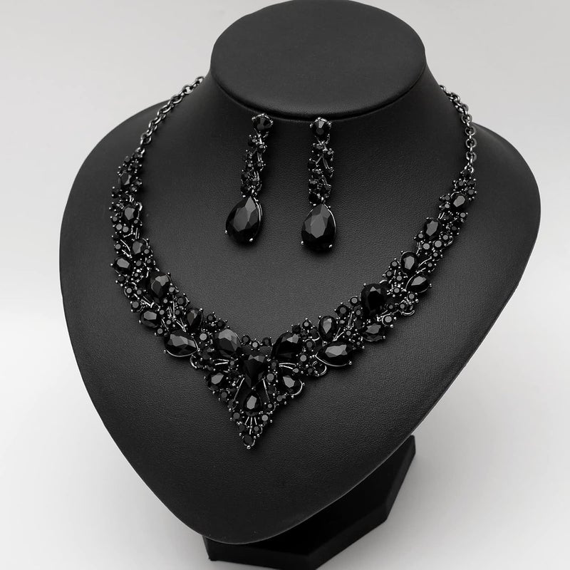 CSY 4 Pcs/Set Austrian Crystal Necklace Earrings Bracelet Ring Bridal Jewelry Sets for Brides Wedding Party Costume Accessories Gifts for Women - Image 4